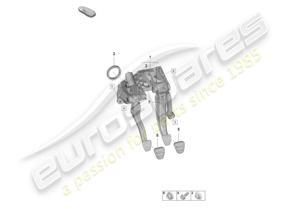 porsche 2025 (992-2 gt3/rs/st) brake and clutch pedals cluster 6-speed manual transmission part diagram