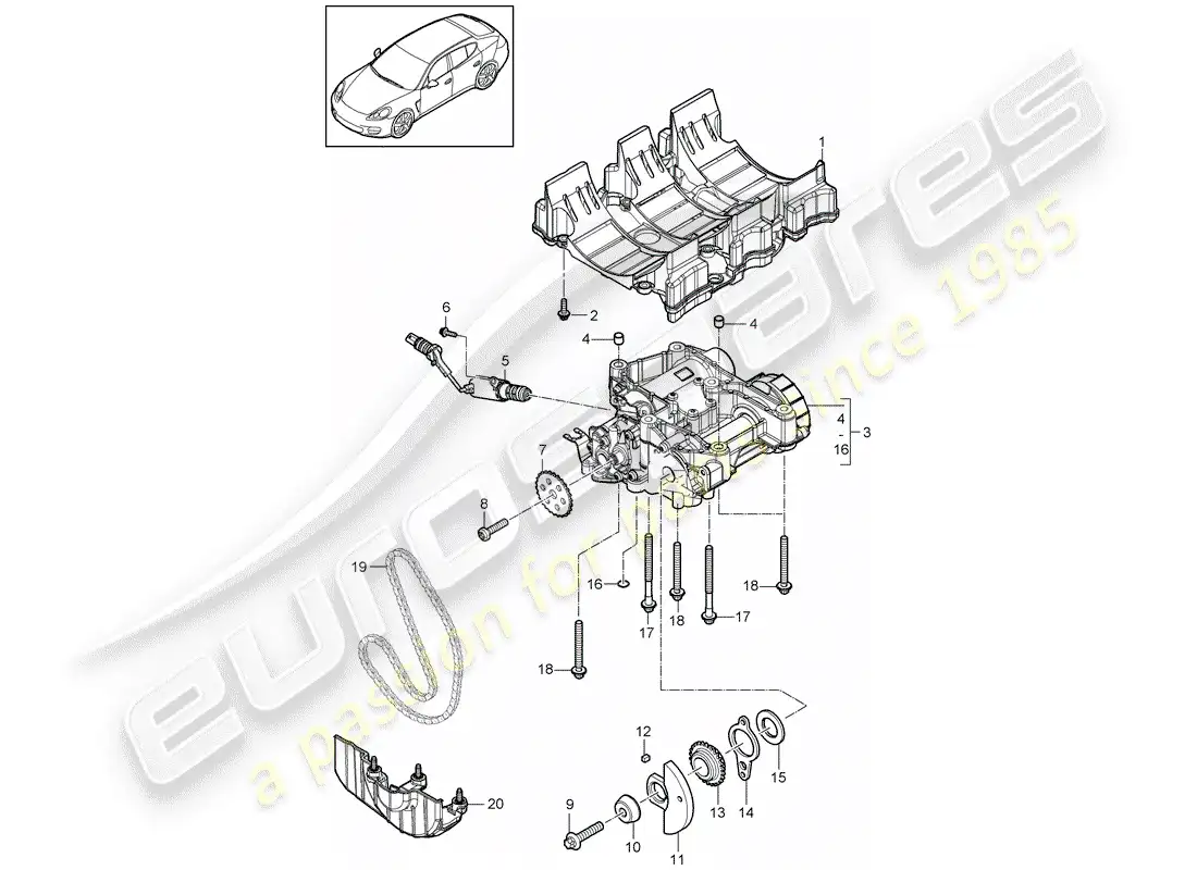 porsche 2014 (panamera 970) oil baffle plate parts diagram