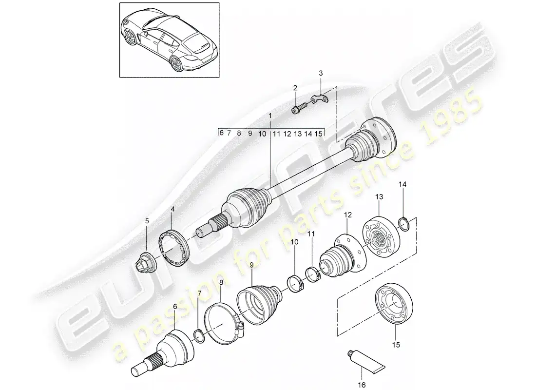 porsche 2014 (panamera 970) drive shaft parts diagram