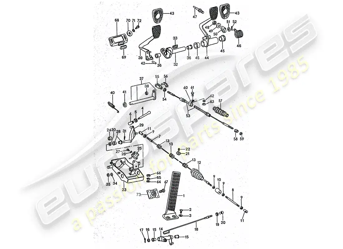 porsche 1976 (911 turbo) pedals parts diagram