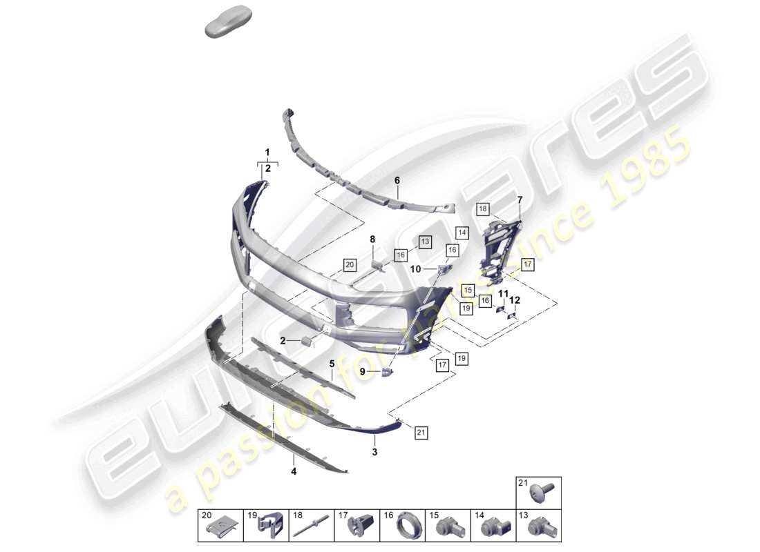 porsche 2026 (cayenne e3 pa) bumper front part diagram