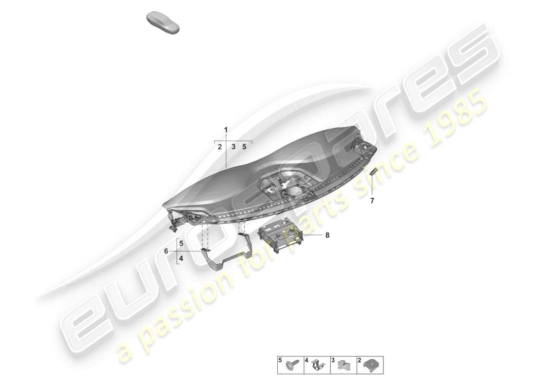 porsche 2024 (992-2) instrument panel trim upper part with: fasteners part diagram