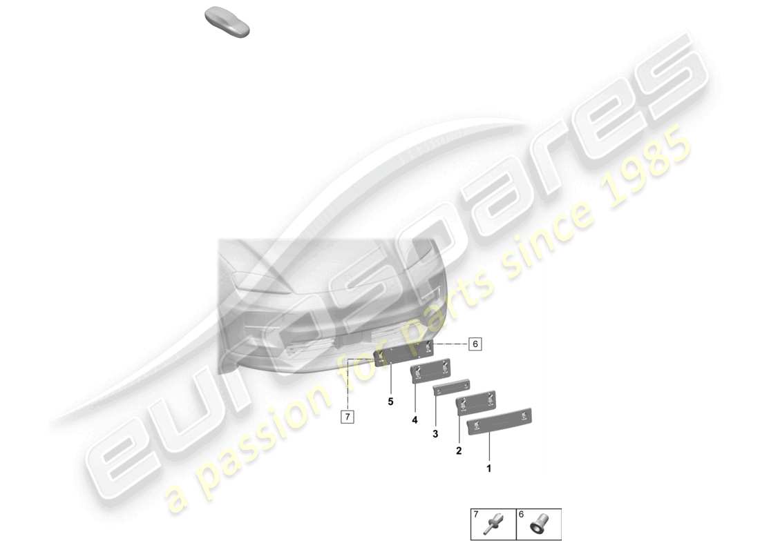 porsche 2025 (macan-e) licence plate holder front parts diagram