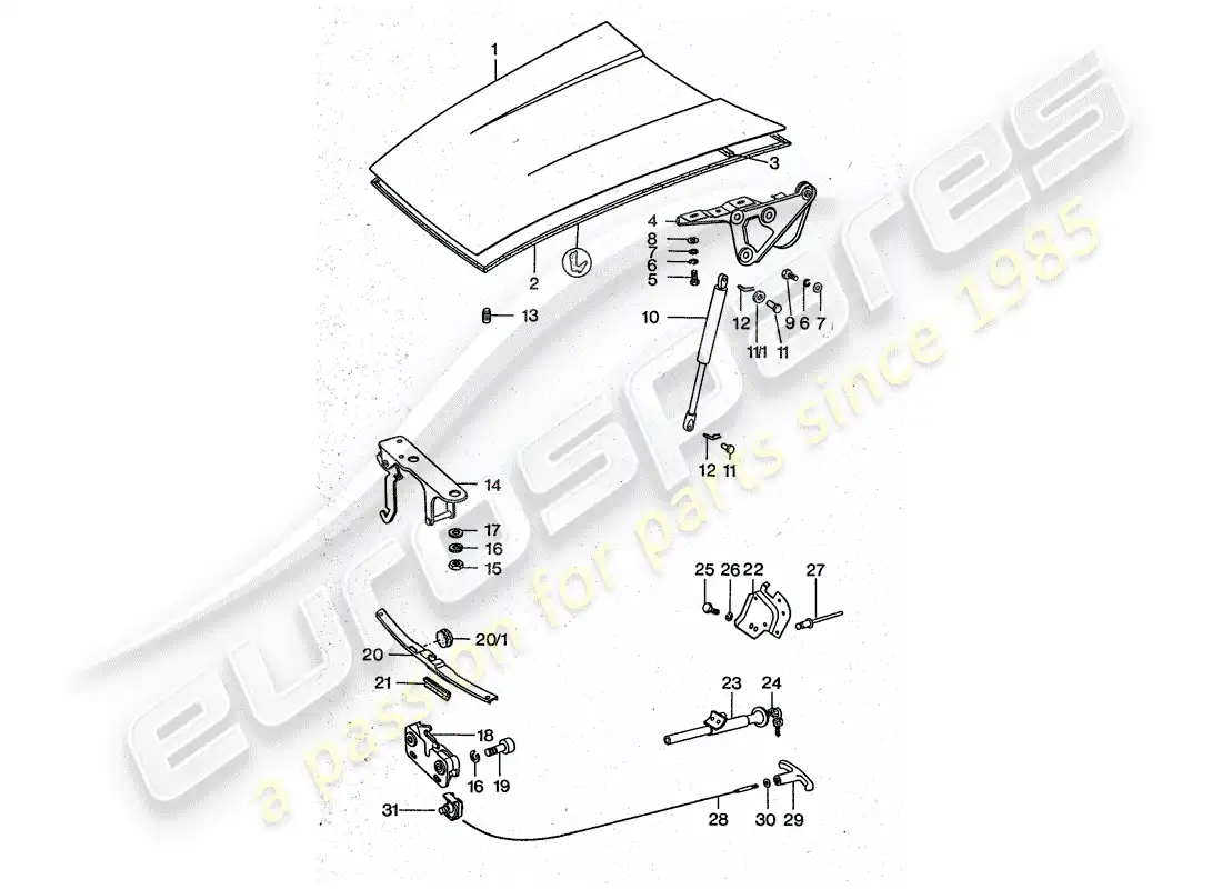 porsche 1975 (911 turbo) cover parts diagram
