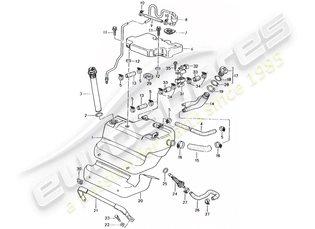 porsche 1997 (993) fuel tank parts diagram