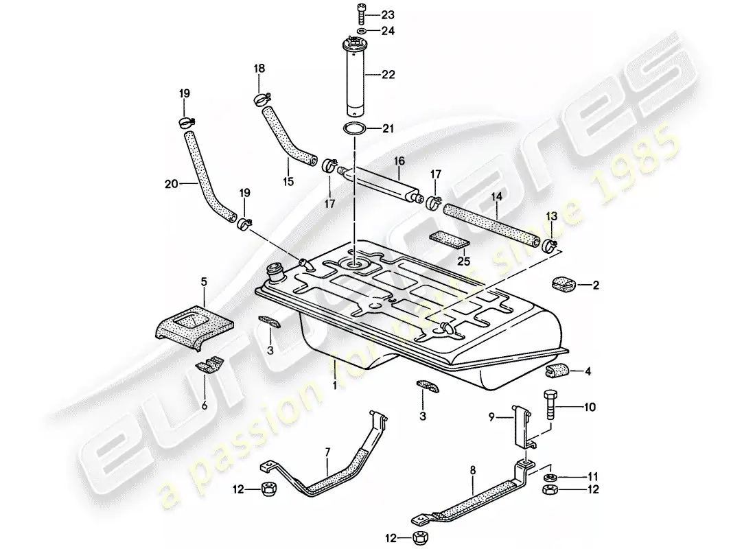 porsche 1987 (924s) fuel tank - 1 parts diagram