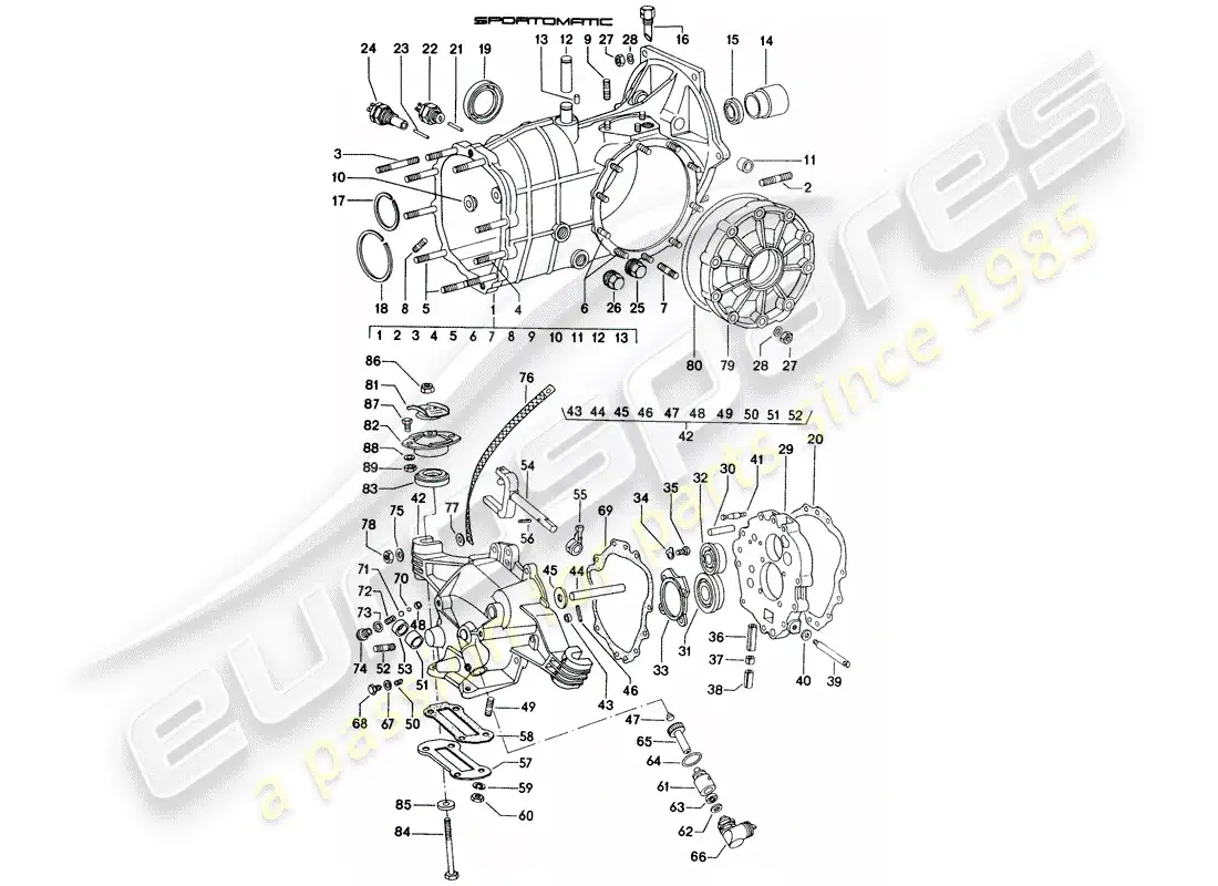 porsche 1971 (914) transmission case parts diagram