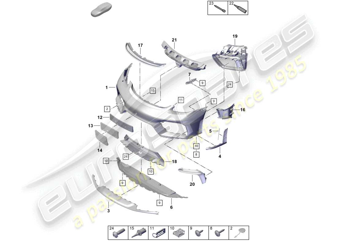 porsche 2022 (718 boxster spyder) bumper front part diagram