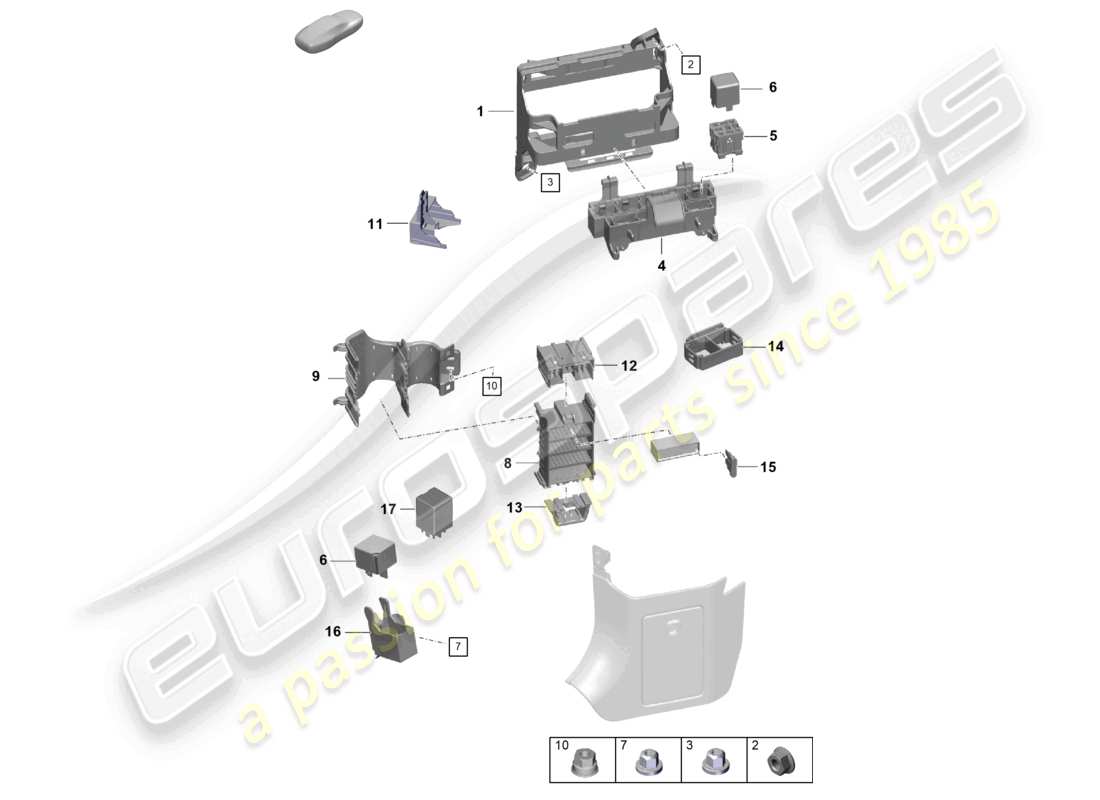 porsche 2023 (718 boxster spyder) central electrics dashboard part diagram