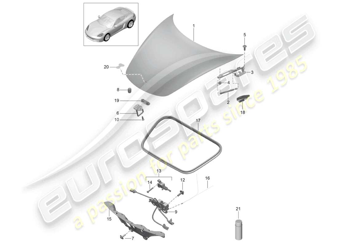 porsche 2023 (718 cayman) cover front part diagram