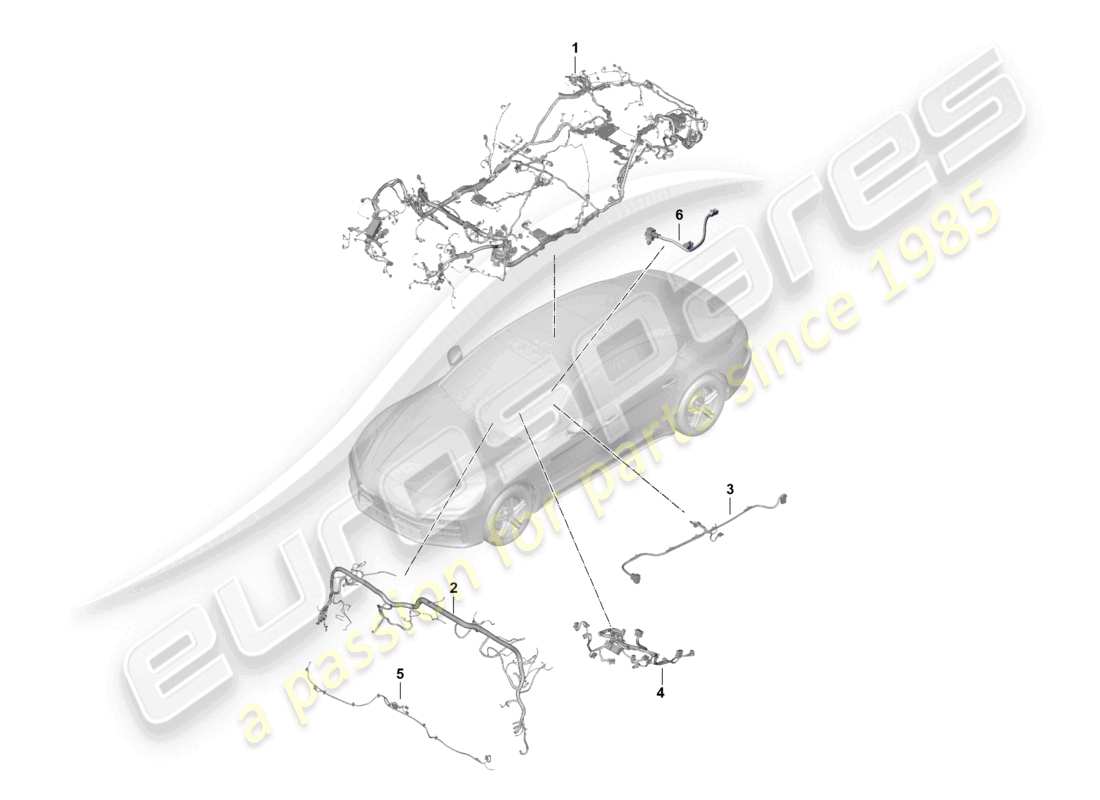 porsche 2025 (panamera 976) wire set for passenger compartement and dashboard wiring harness for centre console part diagram