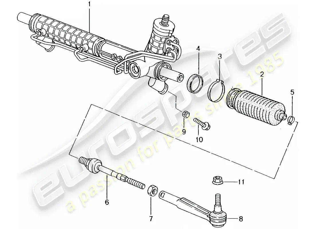 porsche 2004 (986 boxster) power steering - steering gear parts diagram