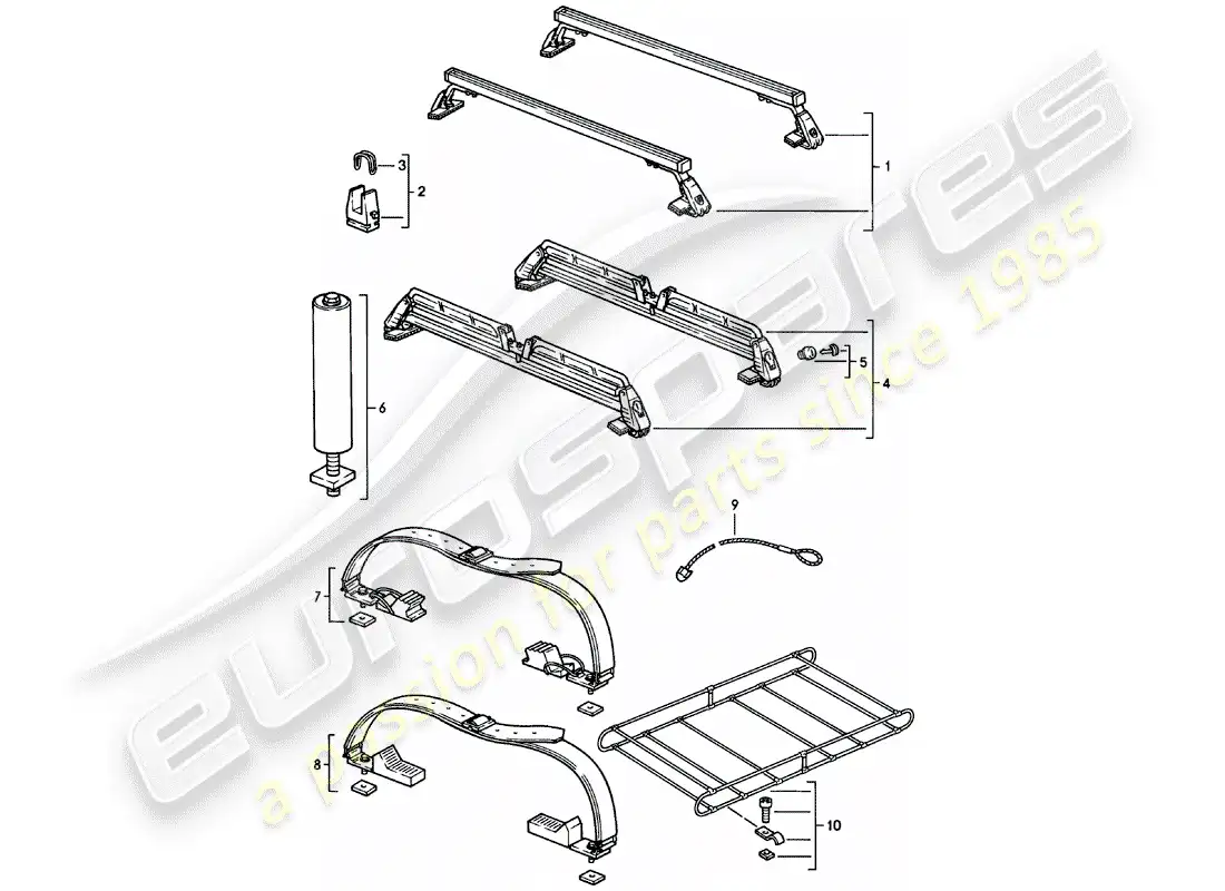 porsche 1980 (924) roof transport system - until - 35 kg - d >> - mj 1981 parts diagram