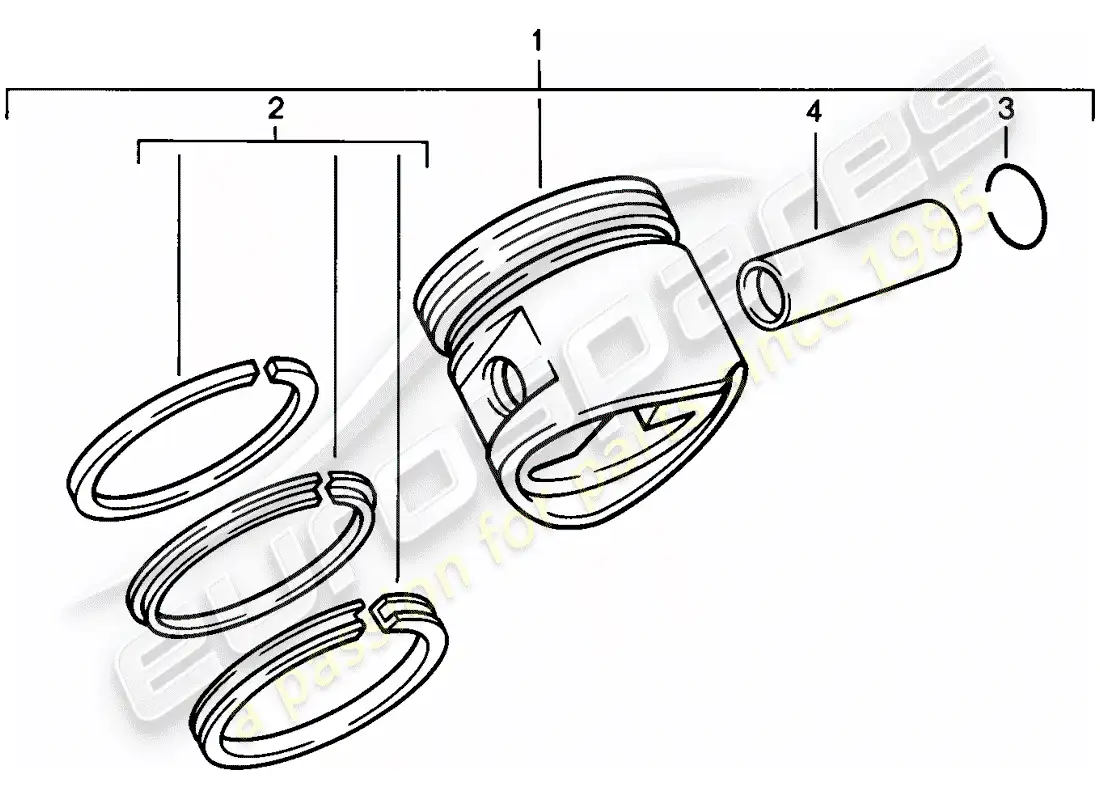 porsche 1979 (924) piston - piston rings parts diagram