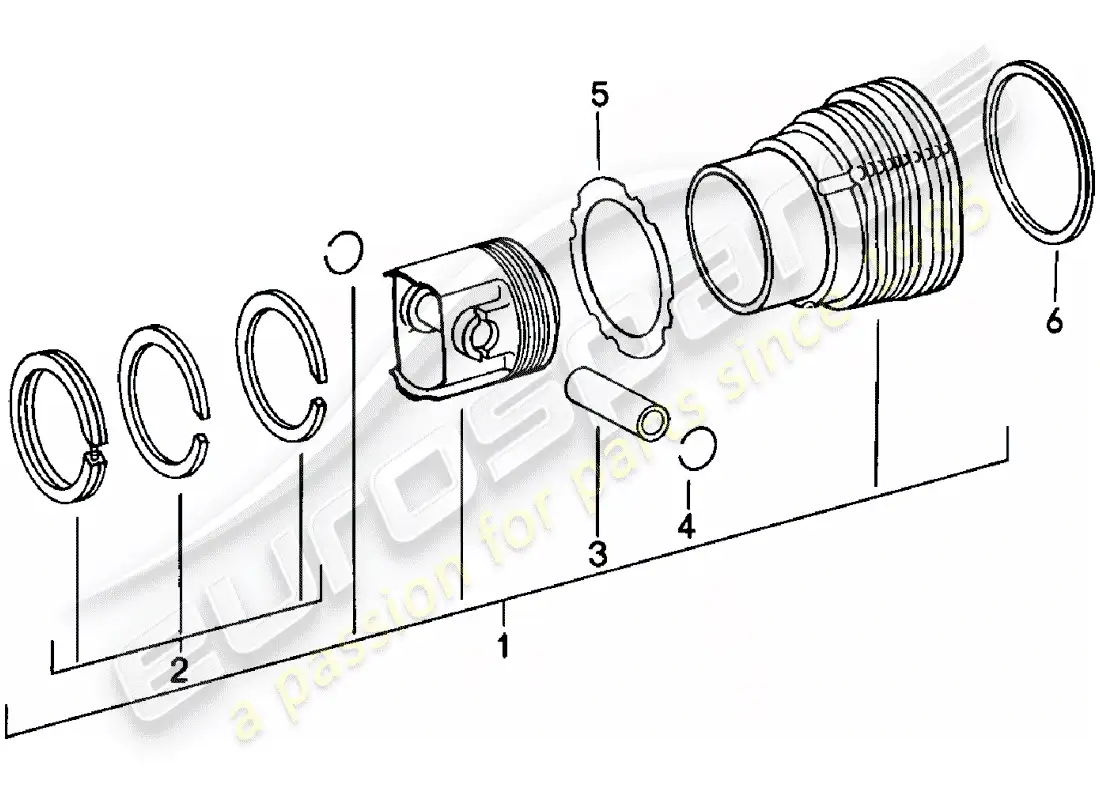 porsche 1981 (911) cylinder with pistons - see technical information - gr.1 nr. 30 parts diagram