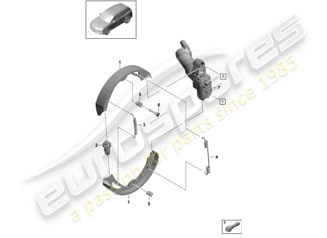 porsche 2024 (cayenne e3 9ya/9yb) parking brake part diagram