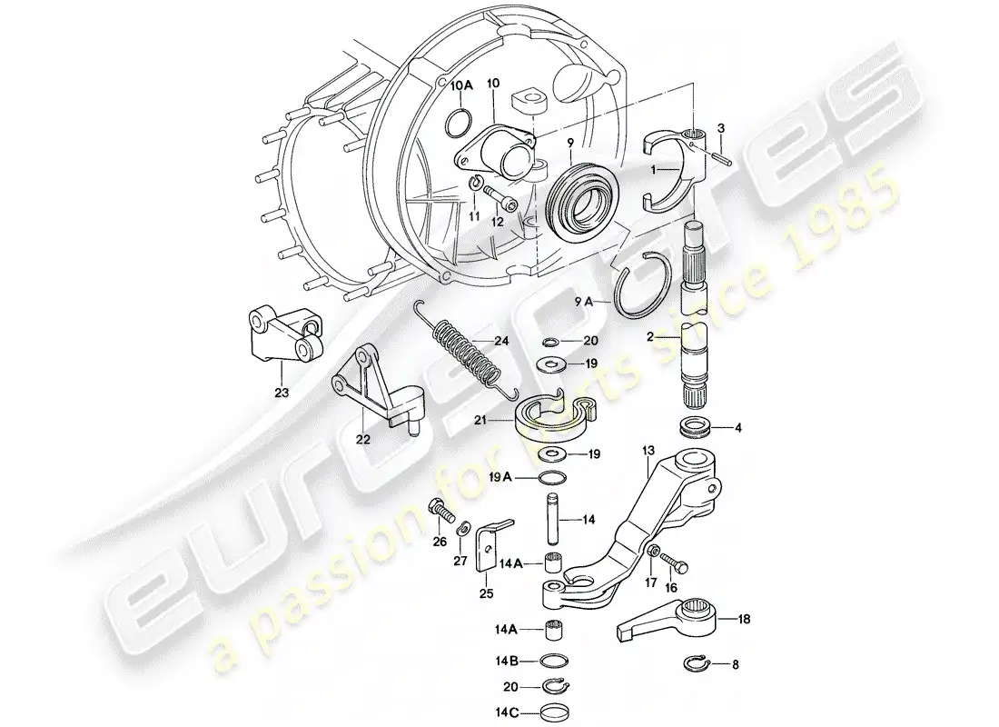 porsche 1984 (911) clutch release parts diagram