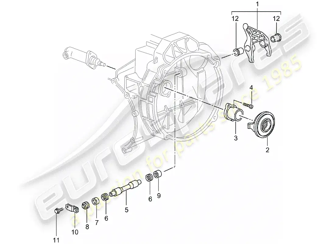 porsche 2005 (996 turbo / gt2) clutch release - clutch slave cylinder - see main and sub-group: - 7/02/08 parts diagram