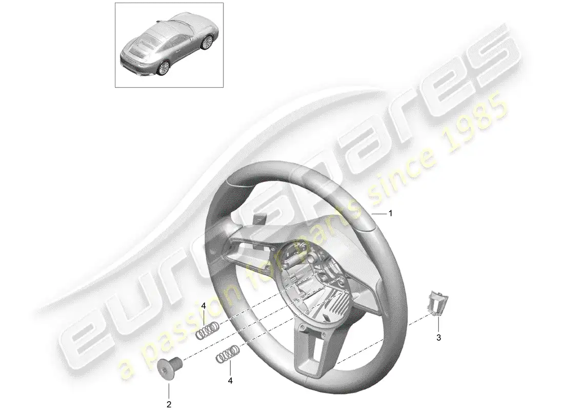 porsche 2017 (991-2) steering wheel parts diagram