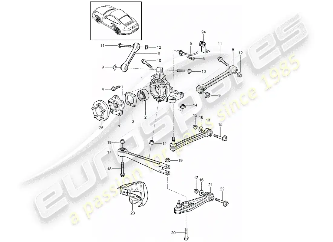 porsche 2007 (997-1 turbo / gt2) rear axle parts diagram