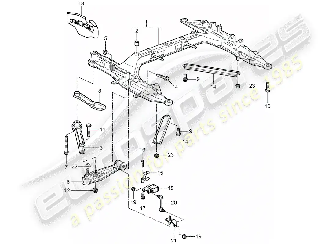 porsche 2007 (987 boxster) cross member parts diagram