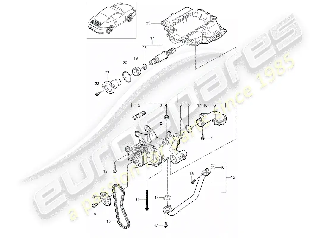 porsche 2010 (997-2) oil pump parts diagram