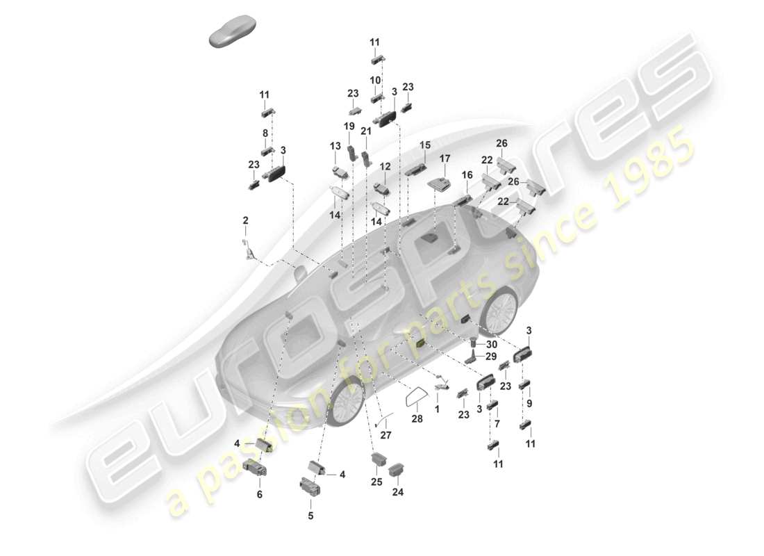 porsche 2023 (panamera 971-2) interior light luggage compartment lamp door warning light footwell light light exterior mirror part diagram