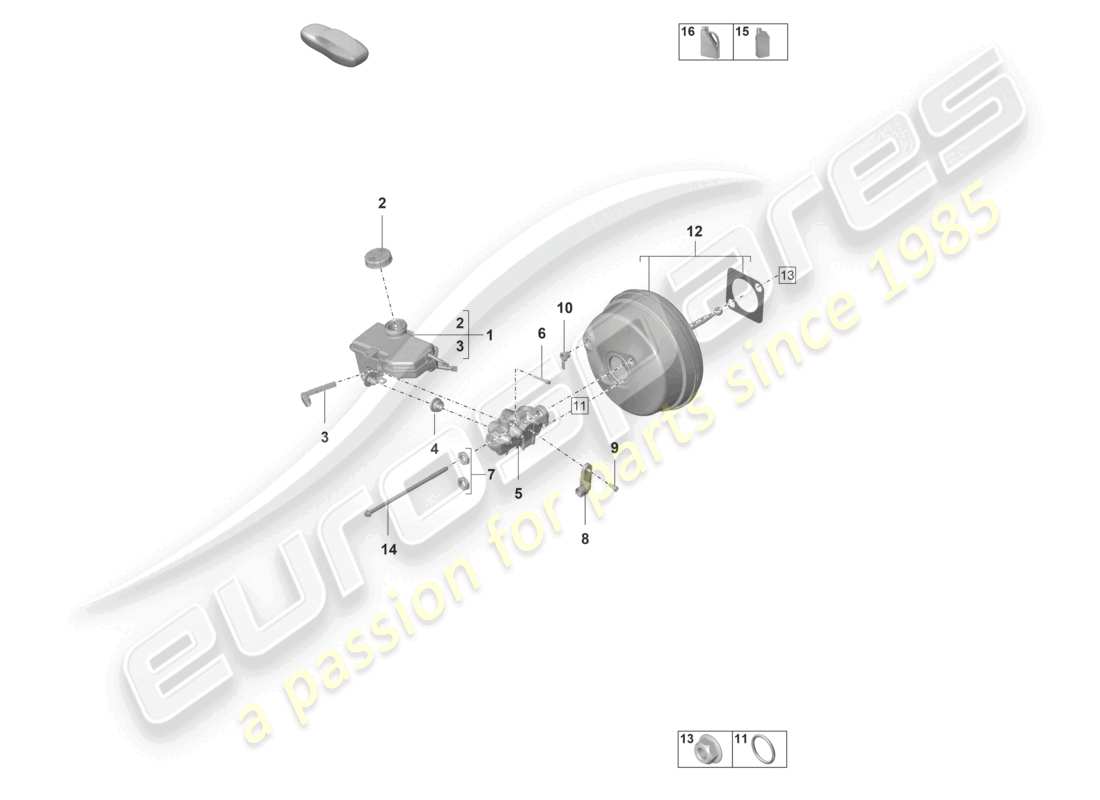 porsche 2026 (992-2 gt3/rs/st) brake master cylinder brake servo part diagram