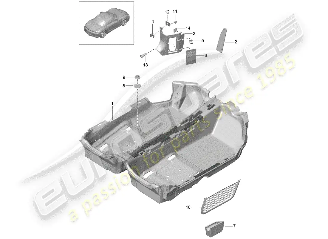 porsche 2016 (981 boxster) floor cover parts diagram