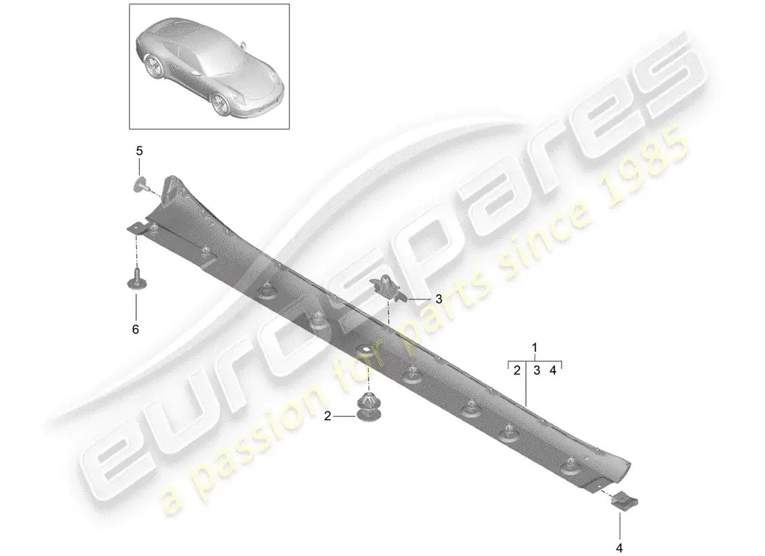 porsche 2014 (991-1) side member trim parts diagram