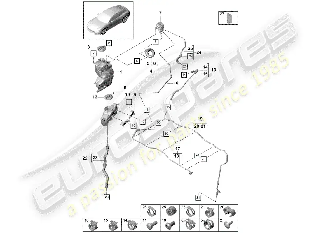 porsche 2017 (panamera 971-1) water cooling part diagram