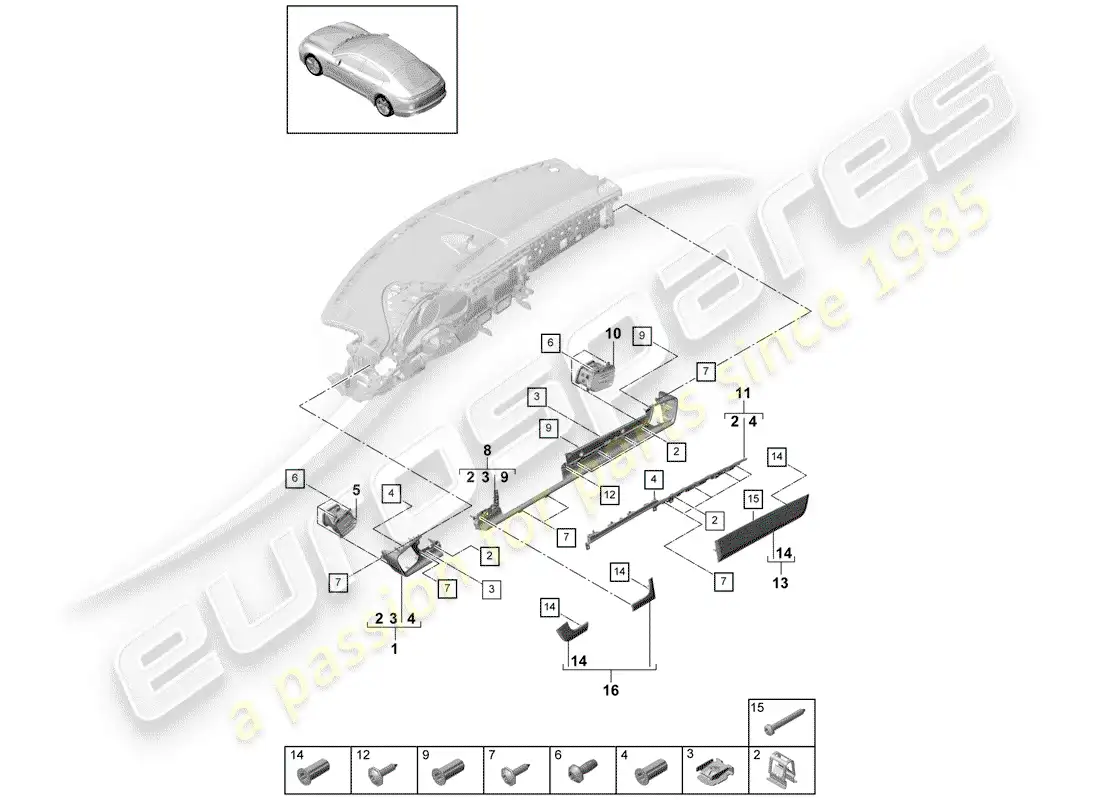 porsche 2017 (panamera 971-1) accessories parts diagram