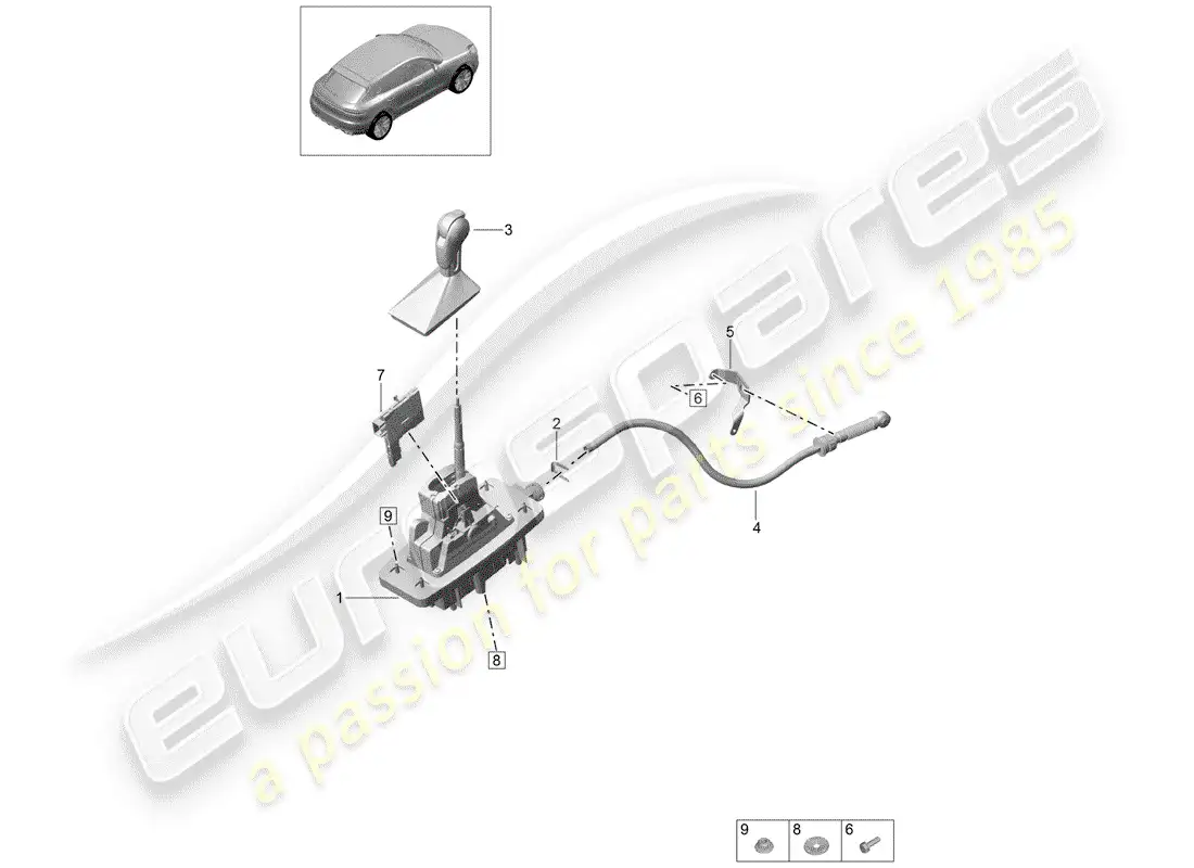 porsche 2020 (macan) selector lever part diagram