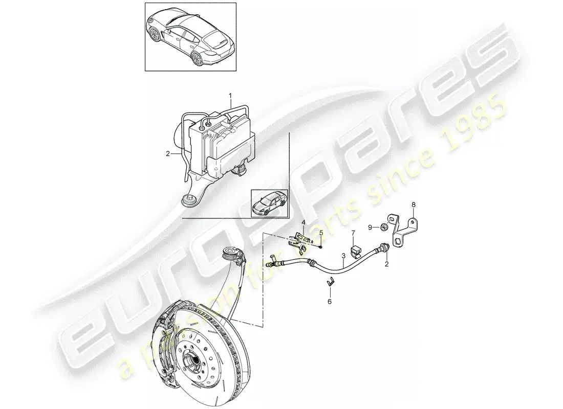porsche 2016 (panamera 970) brake lines parts diagram