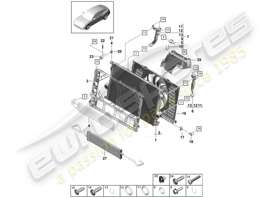 porsche 2017 (panamera 971-1) water cooling part diagram