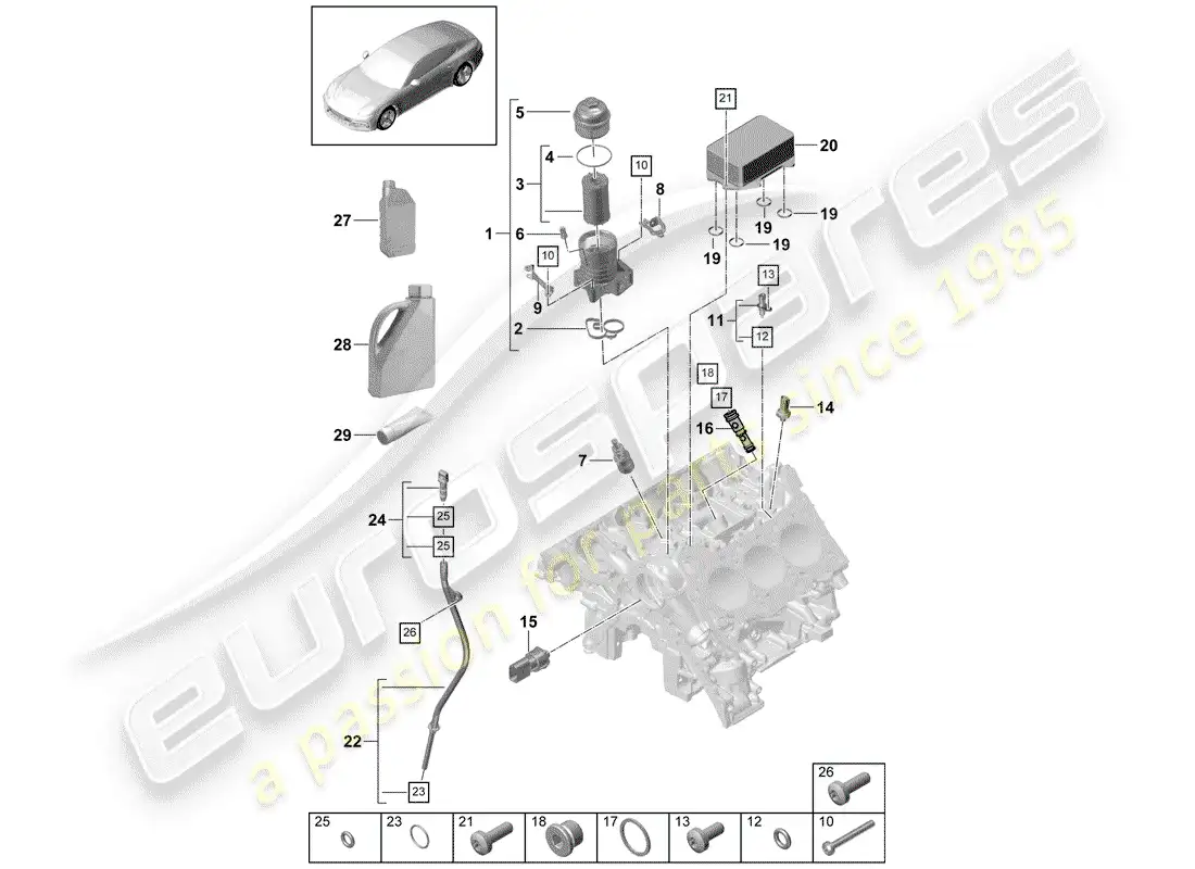 porsche 2017 (panamera 971-1) oil filter parts diagram