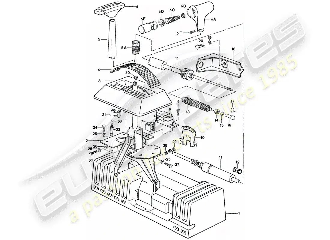porsche 1984 (944) shift mechanism - automatic transmission parts diagram