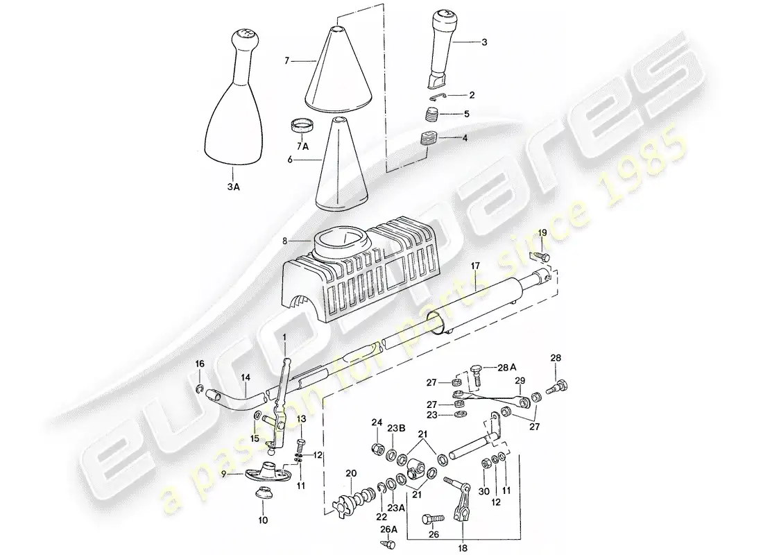 porsche 1989 (944) actuator - for - manual gearbox parts diagram