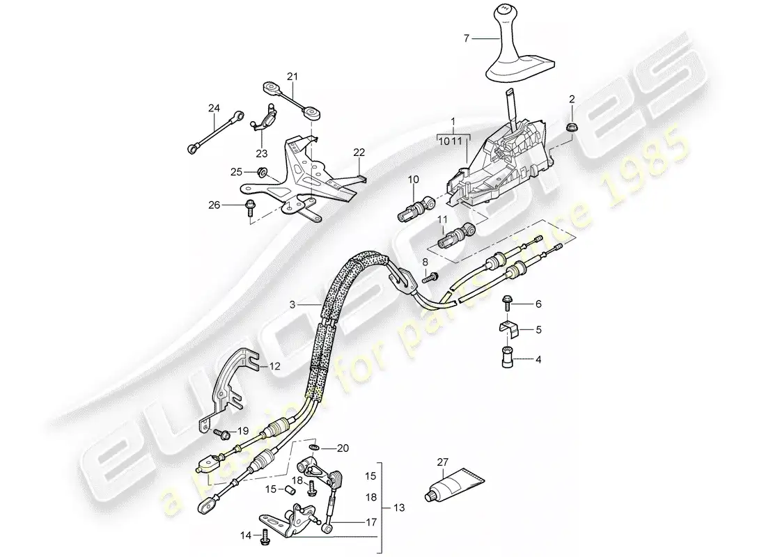porsche 2008 (987 boxster) transmission control parts diagram