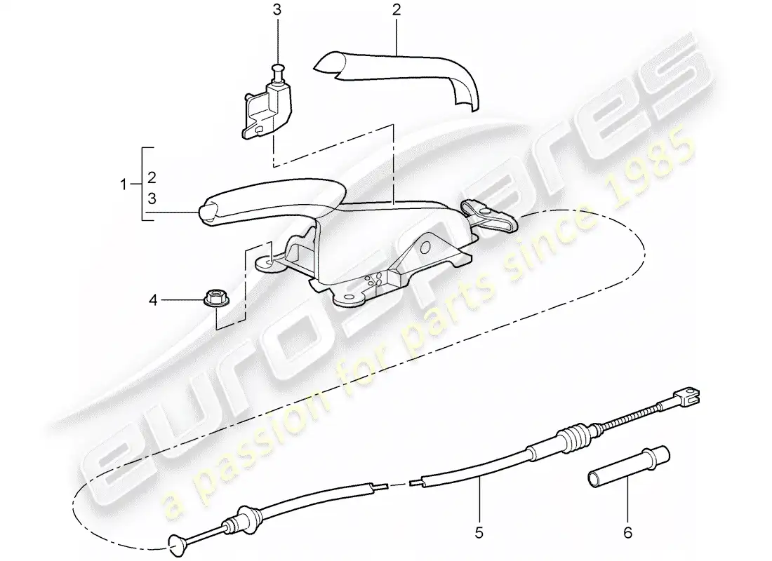 porsche 2009 (997-2 gt3) handbrake parts diagram