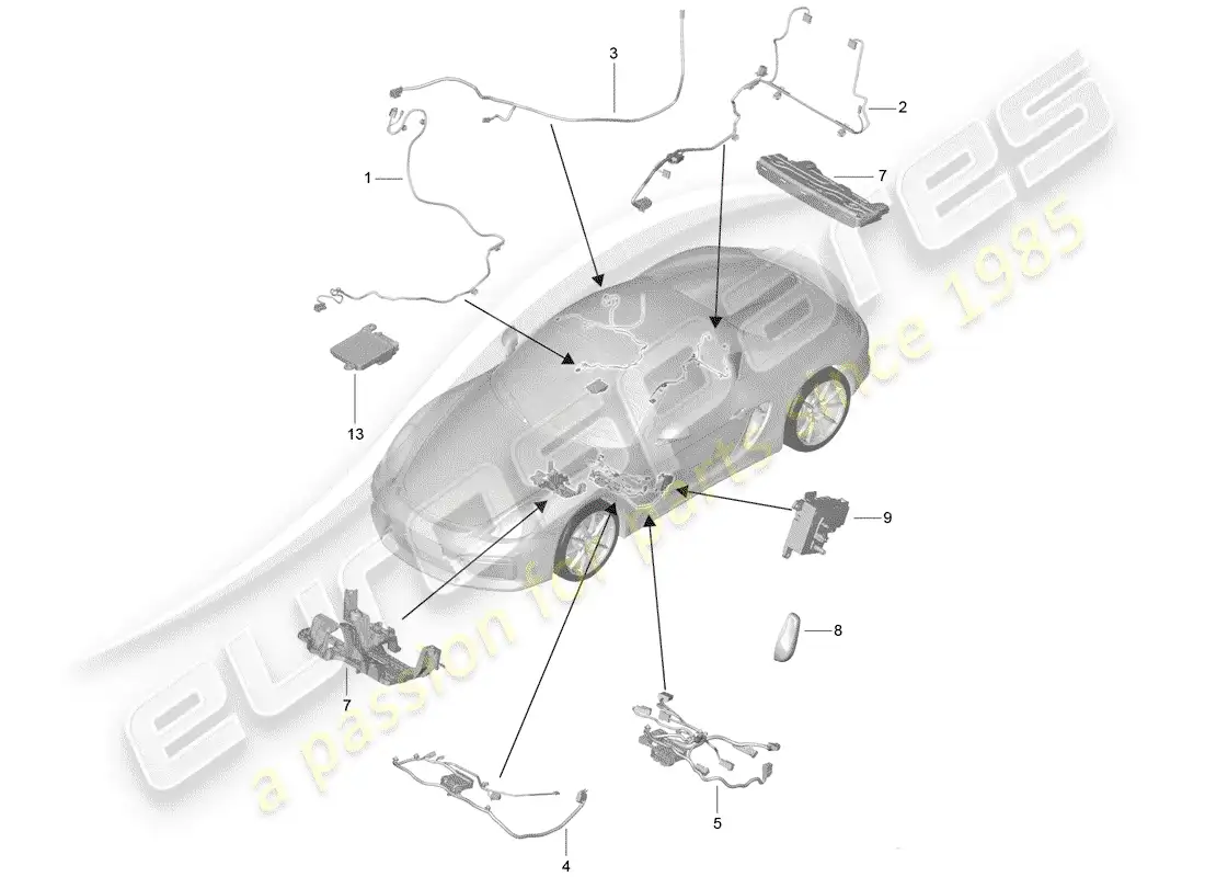 porsche 2016 (981 boxster spyder) wiring harnesses parts diagram