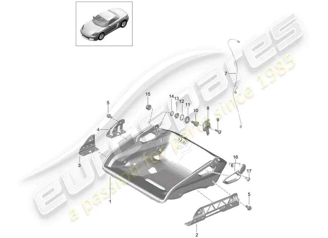 porsche 2017 (718 boxster) seat parts diagram