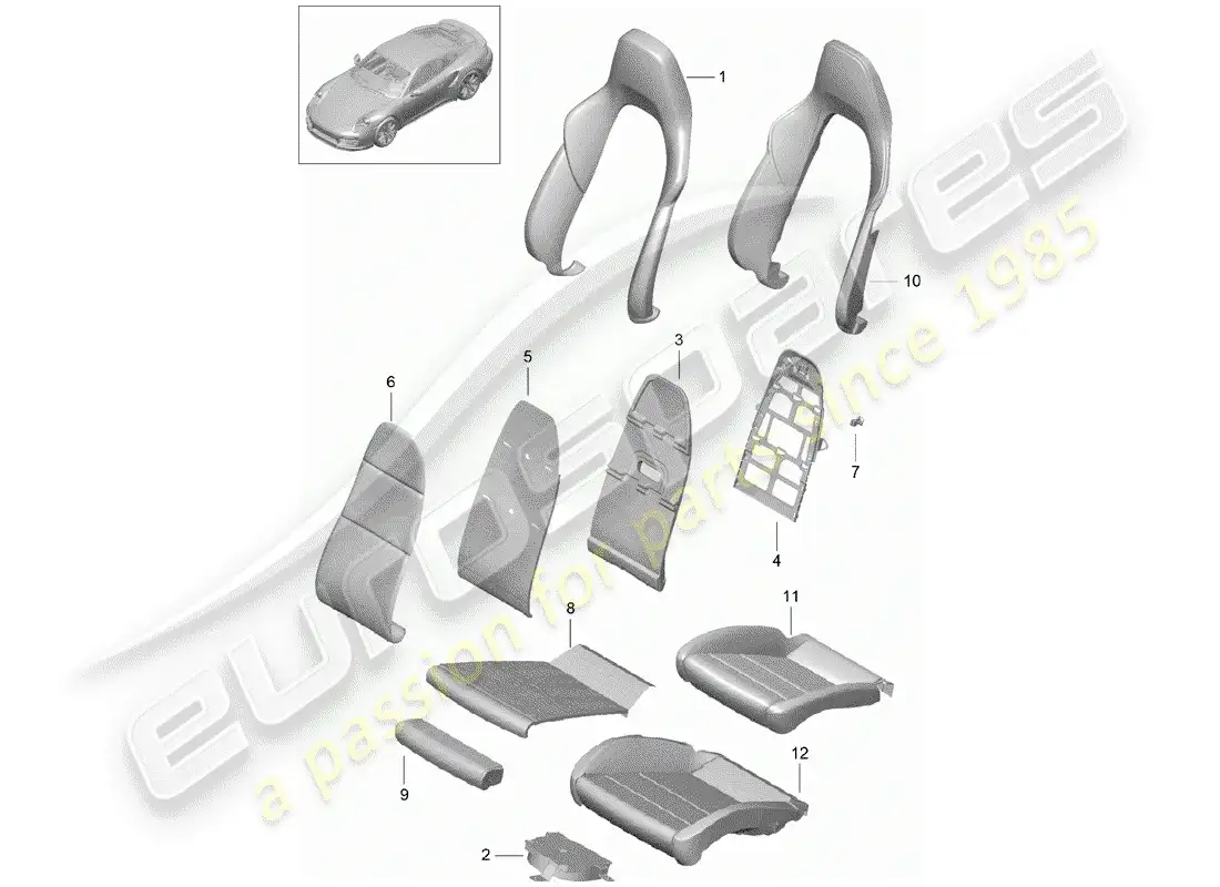 porsche 2015 (991-1 turbo) foam part parts diagram