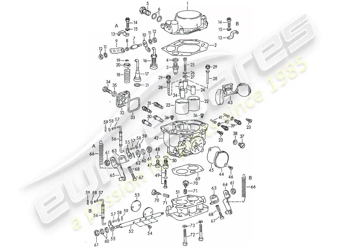 porsche 1958 (356/356a) single parts - for - carburetor - pallas - zenith 32 ndix part diagram