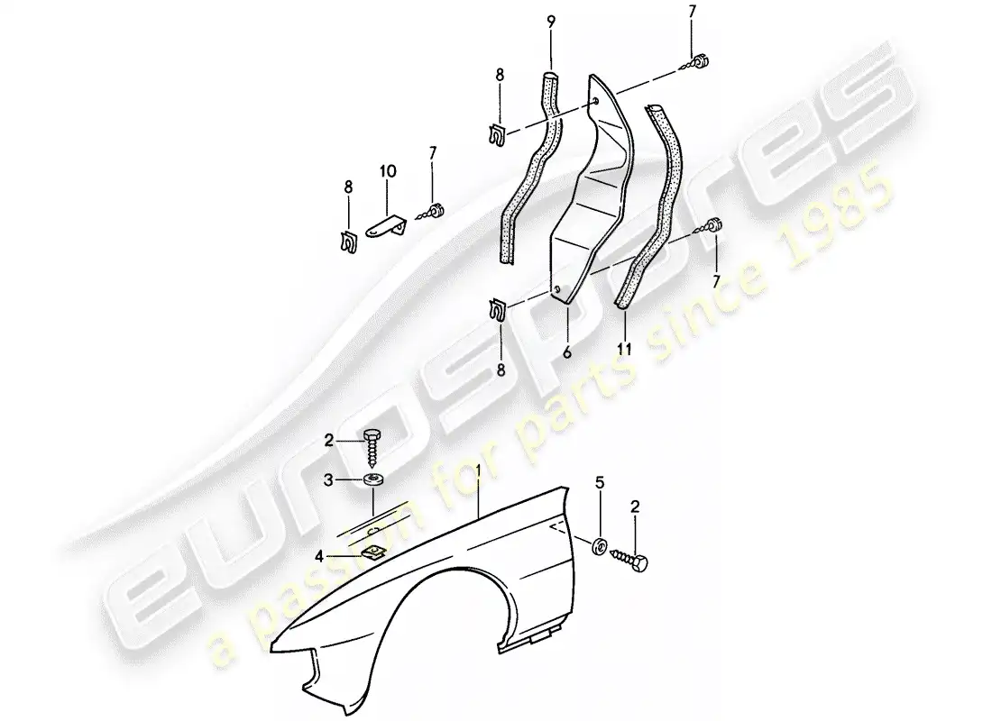 porsche 1987 (924s) fender parts diagram