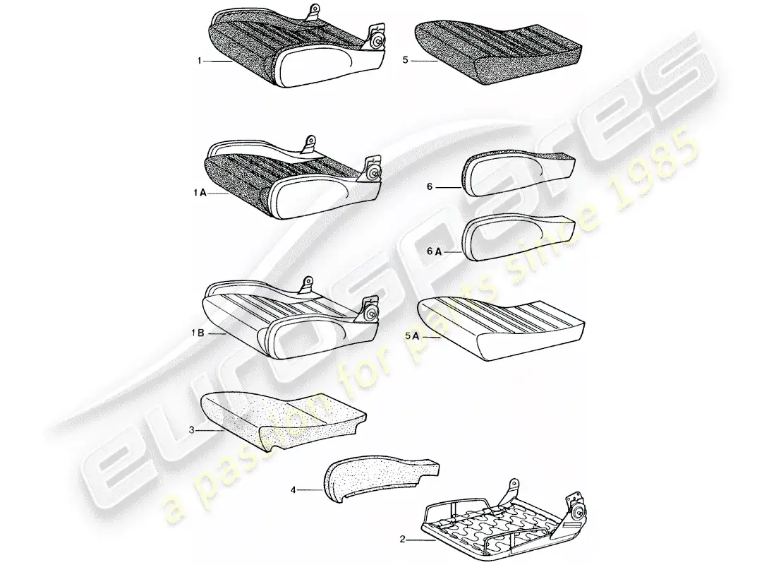 porsche 1981 (924) sports seat - cushion - and - single parts parts diagram