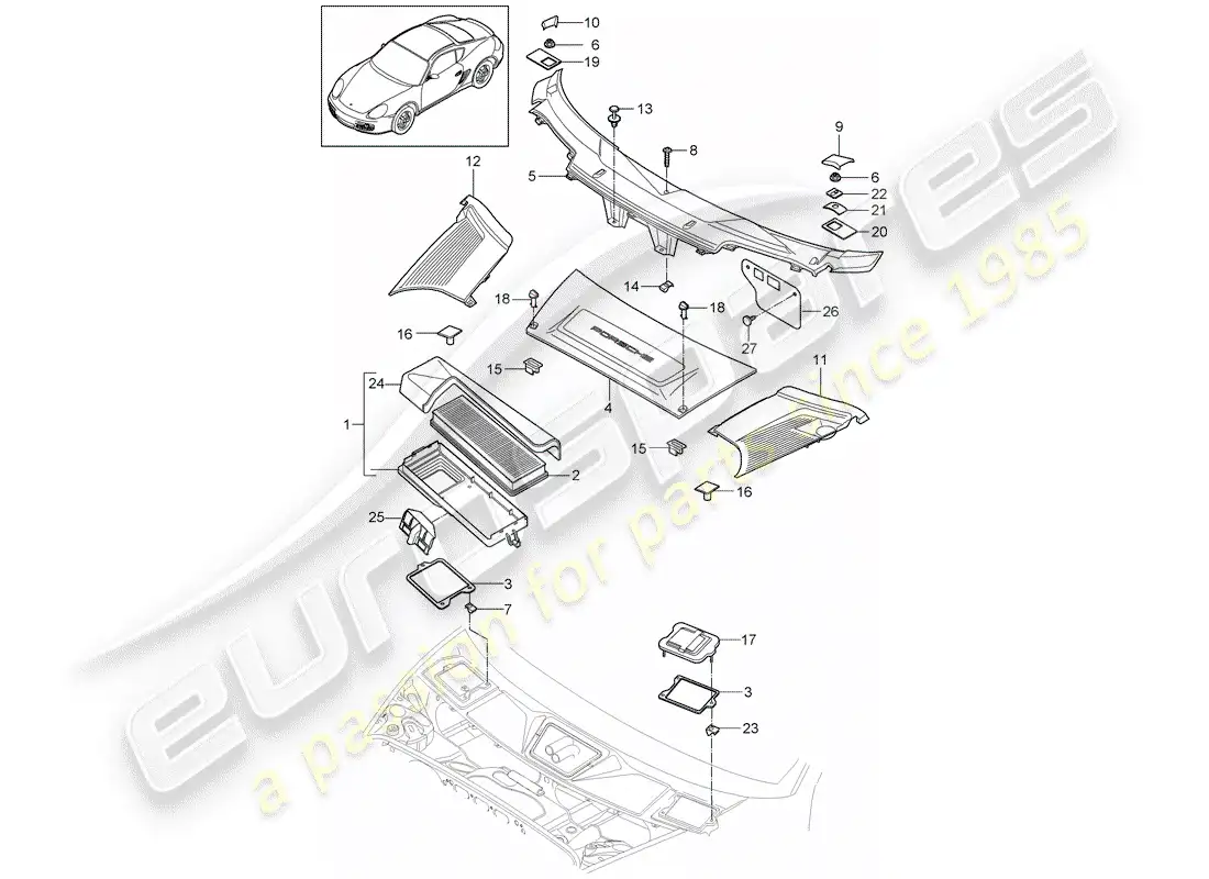 porsche 2006 (987 cayman) particulate filter parts diagram