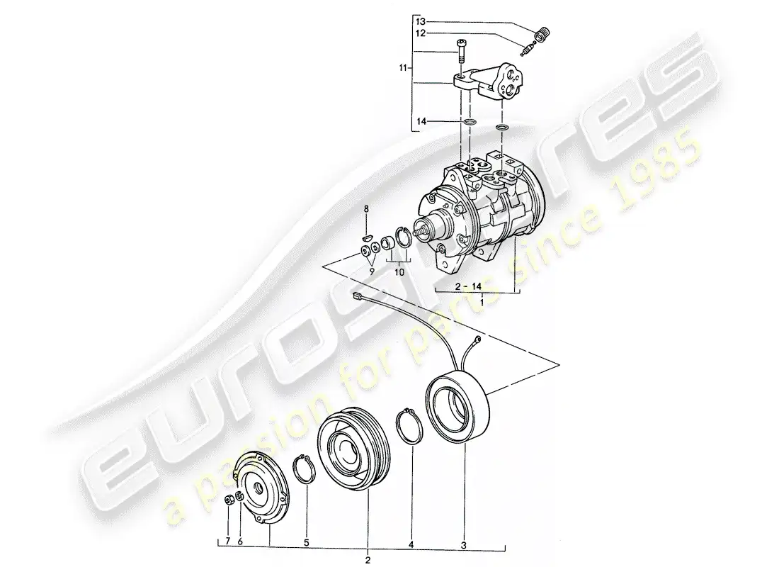 porsche 1995 (968) compressor parts diagram