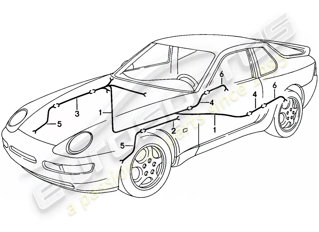 porsche 1994 (968) wiring harnesses - anti-locking brake syst. -abs- - brake pad wear indicator parts diagram