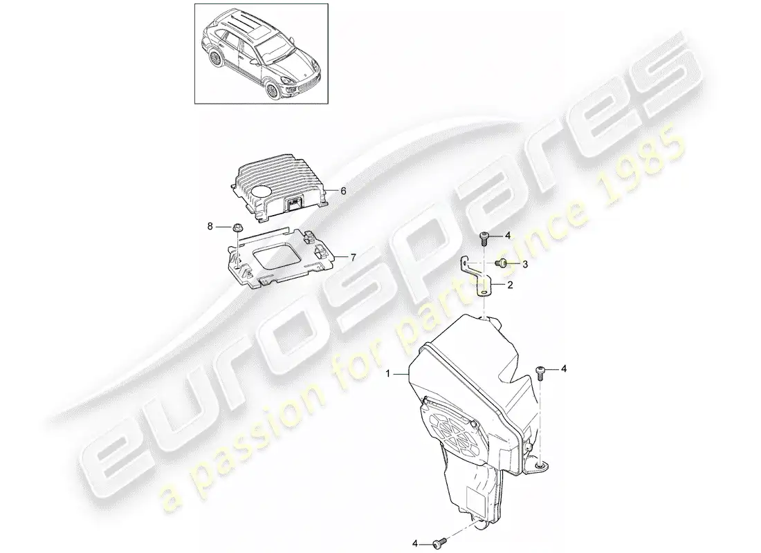 porsche 2014 (cayenne e2 92a) loudspeaker part diagram